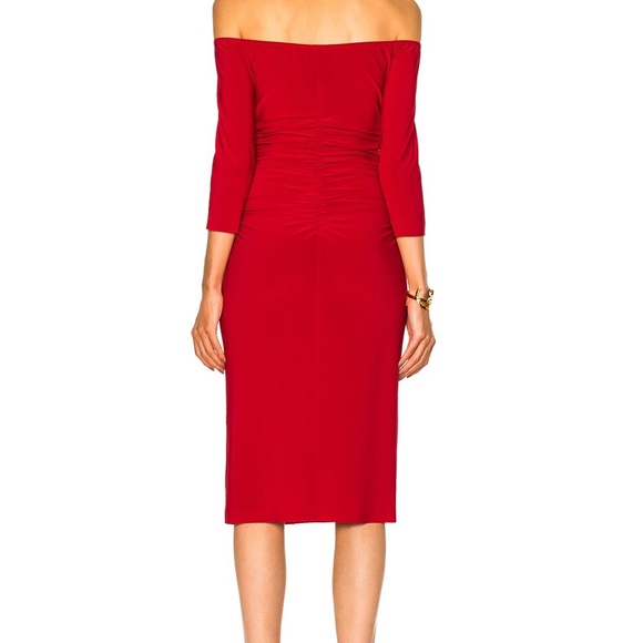 Norma Kamalo Elegant Red Off-Shoulder Dress - Picture 4 of 7